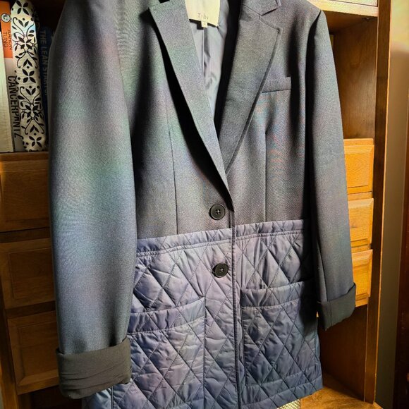 Tibi Navy Quilted Combo Blazer. Size 0. - Picture 4 of 7